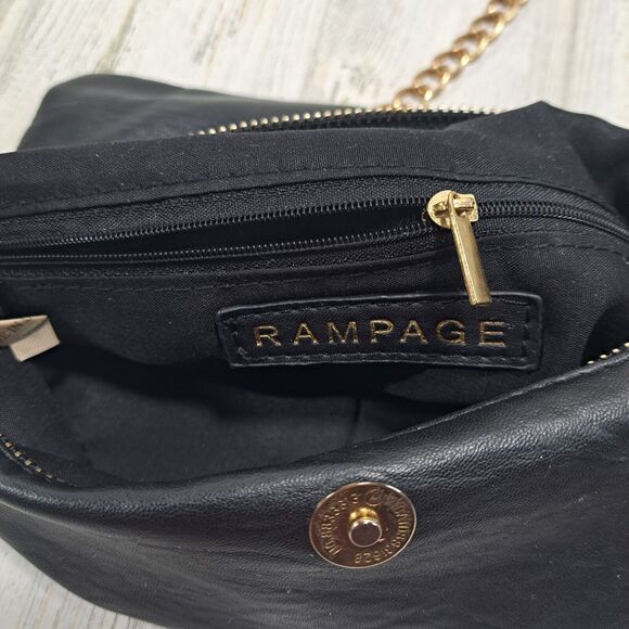 VTG Rampage Crossbody Purse Bag Black w/ Gold Studs Chain Strap Y2K Party Rocker - Picture 9 of 12